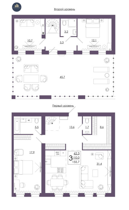 Планировка помещения «3-комнатная квартира № 118»