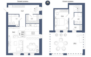 Планировка помещения «1 к 114,7 кухня 36,5»