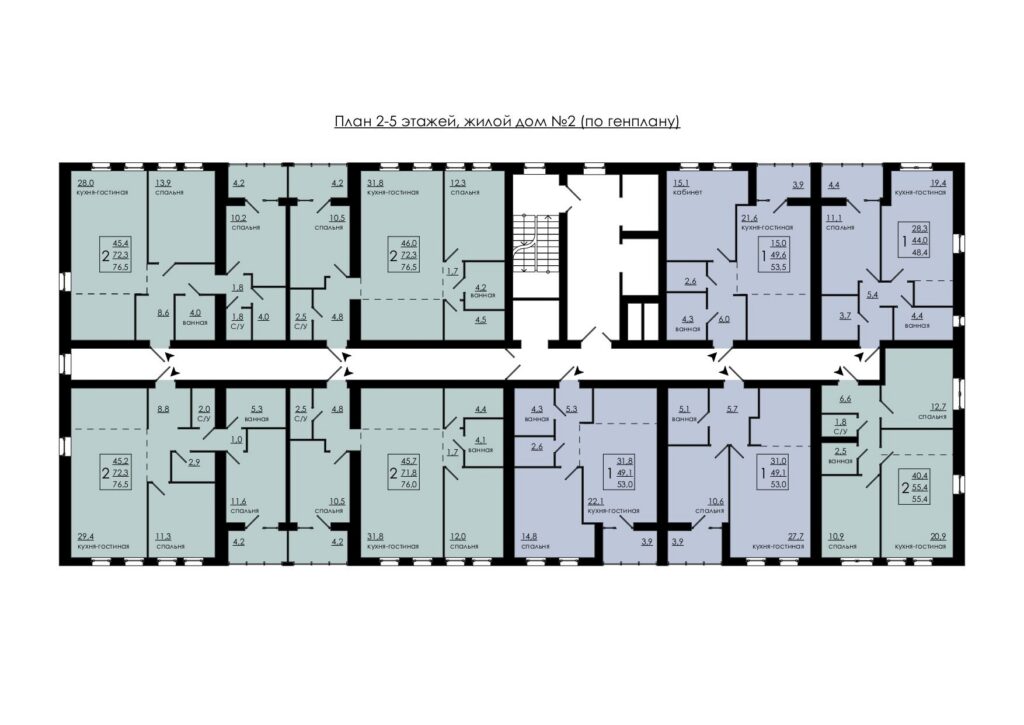 Планировка этажа «1-комнатная квартира № 1»