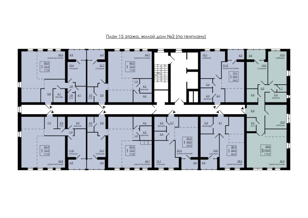 Планировка этажа «1-комнатная квартира № 116»